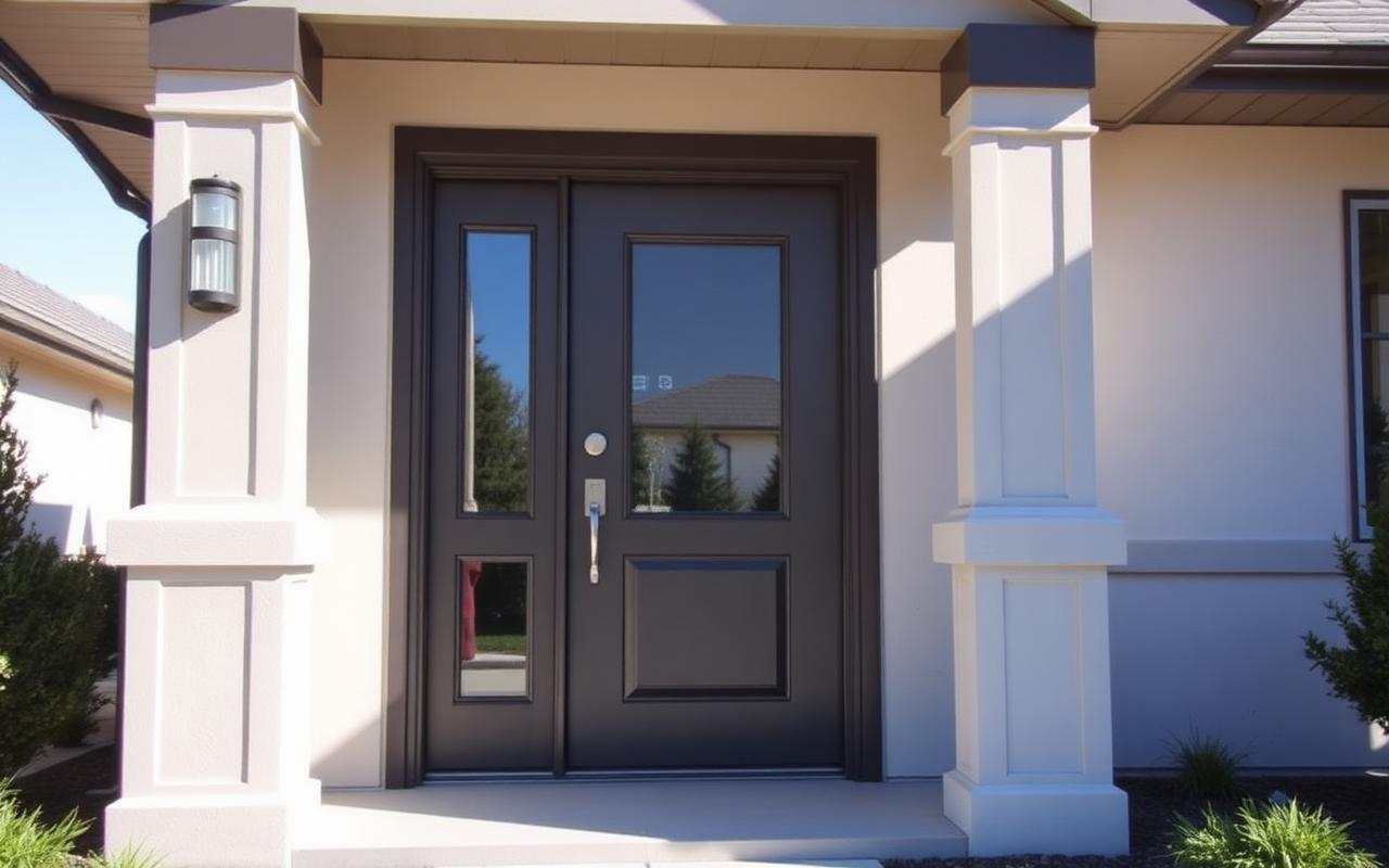 Modern energy-efficient front door on a home